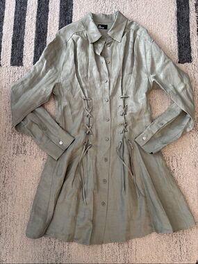 The Kooples Olive Green Lace-Up Mini Dress